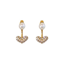 Load image into Gallery viewer, Korea Women S925 Silver Needle Rhinestone Bow Heart Pearl Earrings Fashion Accessories
