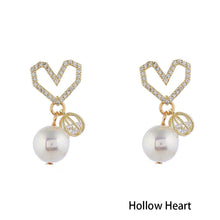 Load image into Gallery viewer, Korea Women S925 Silver Needle Rhinestone Bow Heart Pearl Earrings Fashion Accessories
