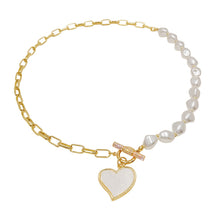 Load image into Gallery viewer, Korean Pearl Necklace Heart Lock Pendant Choker for Women Accessories
