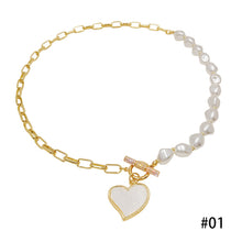 Load image into Gallery viewer, Korean Pearl Necklace Heart Lock Pendant Choker for Women Accessories

