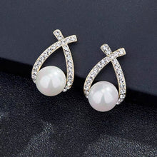 Load image into Gallery viewer, Korea Women Rhinestone Pearl Earrings Ear Stud Fashion Accessories
