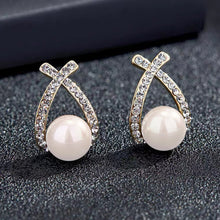 Load image into Gallery viewer, Korea Women Rhinestone Pearl Earrings Ear Stud Fashion Accessories
