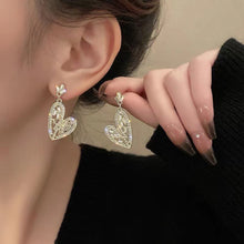 Load image into Gallery viewer, Fashion Women S925 Silver Needle Korean Diamond Inlaid Heart Earrings
