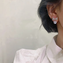Load image into Gallery viewer, 925 Silver Needle Bow Rhinestone Earrings Fairy Earring for Women Jewelry Gift
