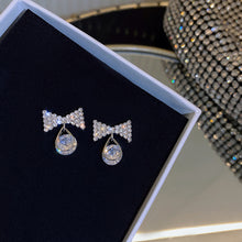 Load image into Gallery viewer, 925 Silver Needle Bow Rhinestone Earrings Fairy Earring for Women Jewelry Gift
