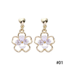 Load image into Gallery viewer, S925 Silver Needle Hollow Flower Earrings Heart Stud Fashion Women Jewelry

