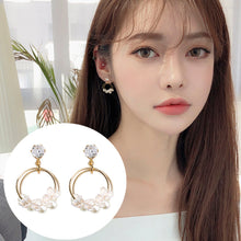 Load image into Gallery viewer, Crystal Round Pearl Earrings Fairy Earring Fashion Women Jewelry
