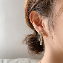 Load image into Gallery viewer, Fashion Gold Color Bow Rhinestone Earrings 925 Silver Needle for Women Jewelry
