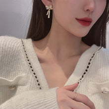 Load image into Gallery viewer, Fashion Gold Color Bow Rhinestone Earrings 925 Silver Needle for Women Jewelry

