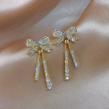 Load image into Gallery viewer, Fashion Gold Color Bow Rhinestone Earrings 925 Silver Needle for Women Jewelry
