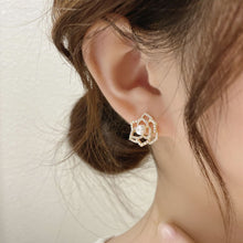 Load image into Gallery viewer, Fashion Women Flower Pearl Earrings Fairy Camellia Rhinestone Earrings Jewelry
