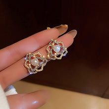 Load image into Gallery viewer, Fashion Women Flower Pearl Earrings Fairy Camellia Rhinestone Earrings Jewelry

