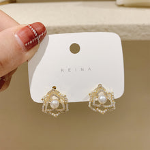 Load image into Gallery viewer, Fashion Women Flower Pearl Earrings Fairy Camellia Rhinestone Earrings Jewelry
