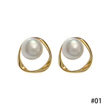 Load image into Gallery viewer, 925 Silver Needle Korea Pearl Earrings Geometric Earring Women Jewelry
