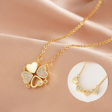 Load image into Gallery viewer, New 2 In 1 Removable Heart Necklacec Rhinestone Four Leaf Clover Clavicle Chain Choker Women Jewelry
