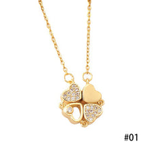 Load image into Gallery viewer, New 2 In 1 Removable Heart Necklacec Rhinestone Four Leaf Clover Clavicle Chain Choker Women Jewelry
