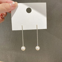 Load image into Gallery viewer, Long Tassel Pearl Earrings Elegant Rhinestone Earring Women Jewelry Fashion Accessories
