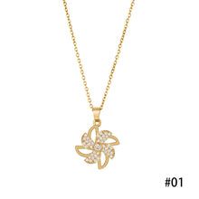 Load image into Gallery viewer, Fashion Rhinestone Pendant Necklace Rotatable Windmill Clavicle Chain Choker Women Jewelry Accessories
