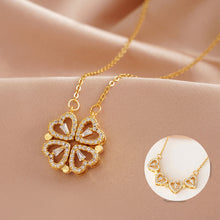 Load image into Gallery viewer, Fashion 2 In 1 Removable Heart Necklacec Rhinestone Four Leaf Clover Clavicle Chain Choker Women Jewelry Accessories
