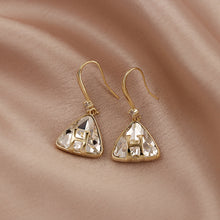Load image into Gallery viewer, Korea Letter Diamond Earrings Geometric Triangle Ear Hook Earring Women Jewelry
