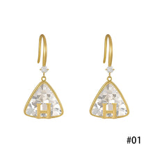 Load image into Gallery viewer, Korea Letter Diamond Earrings Geometric Triangle Ear Hook Earring Women Jewelry

