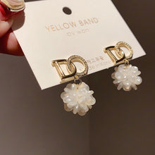 Load image into Gallery viewer, Korea Women S925 Silver Needle Pearl Earrings Micro Diamond Inlaid Flower Earrings
