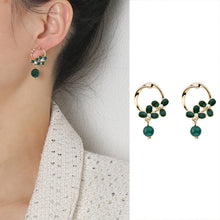 Load image into Gallery viewer, Retro Silver Needle Cmerald Oil Drop Flower Earrings for Women Jewelry Gift
