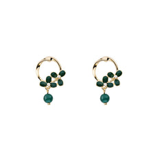 Load image into Gallery viewer, Retro Silver Needle Cmerald Oil Drop Flower Earrings for Women Jewelry Gift
