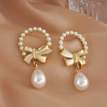 Load image into Gallery viewer, Korea Silver Needle Pearl Bow Earrings Fairy Earring for Women Jewelry Gift
