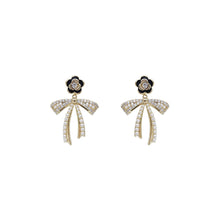 Load image into Gallery viewer, Women Silver Needle Camellia Flower Pearl Bow Earrings Fairy Earring for Jewelry Gift
