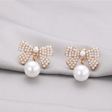 Load image into Gallery viewer, Korea Silver Needle Pearl Bow Earrings Fairy Earring for Women Jewelry Gift
