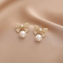 Load image into Gallery viewer, Korea Silver Needle Pearl Bow Earrings Fairy Earring for Women Jewelry Gift
