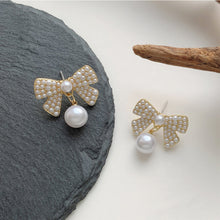 Load image into Gallery viewer, Korea Silver Needle Pearl Bow Earrings Fairy Earring for Women Jewelry Gift
