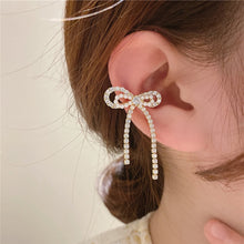 Load image into Gallery viewer, 1 PC Women Rhinestone Double Bow Earrings Fairy Earring Ear Clip
