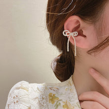 Load image into Gallery viewer, 1 PC Women Rhinestone Double Bow Earrings Fairy Earring Ear Clip

