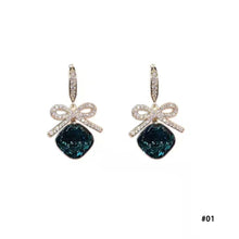 Load image into Gallery viewer, Women Rhinestone Double Bow Earrings Fairy Earring Ear Clip
