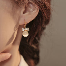 Load image into Gallery viewer, Korean Women Crystal Opal Bow Rhinestone Earrings for Jewelry Gift

