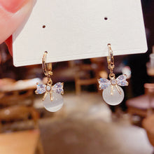 Load image into Gallery viewer, Korean Women Crystal Opal Bow Rhinestone Earrings for Jewelry Gift
