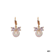 Load image into Gallery viewer, Korean Women Crystal Opal Bow Rhinestone Earrings for Jewelry Gift
