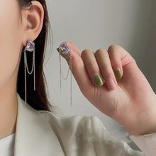 Load image into Gallery viewer, Korean Long Tassel Purple Rhinestone Zircon Earrings for Women Fashion Jewelry
