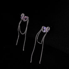 Load image into Gallery viewer, Korean Long Tassel Purple Rhinestone Zircon Earrings for Women Fashion Jewelry

