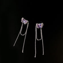 Load image into Gallery viewer, Korean Long Tassel Purple Rhinestone Zircon Earrings for Women Fashion Jewelry
