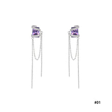 Load image into Gallery viewer, Korean Long Tassel Purple Rhinestone Zircon Earrings for Women Fashion Jewelry
