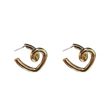 Load image into Gallery viewer, Gold Color Love Heart Earrings Korean Weomen Earing Simple Cool Style
