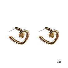 Load image into Gallery viewer, Gold Color Love Heart Earrings Korean Weomen Earing Simple Cool Style

