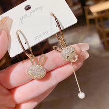 Load image into Gallery viewer, Cute Rabbit Rhinestone Pearl Earrings for Women Earring Jewelry Gift
