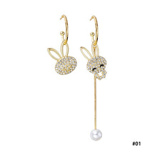 Load image into Gallery viewer, Cute Rabbit Rhinestone Pearl Earrings for Women Earring Jewelry Gift
