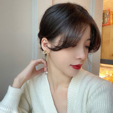 Load image into Gallery viewer, Korea Women Pearl Bow Long Tassel Earrings Fairy Pearl Pendant Earring
