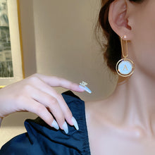 Load image into Gallery viewer, Korea Rhinestone Pearl Earrings Round Letter Earring for Women S925 Silver Needle
