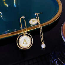 Load image into Gallery viewer, Korea Rhinestone Pearl Earrings Round Letter Earring for Women S925 Silver Needle
